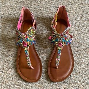 Gianni Bini Crowne Jeweled T-Strap Ankle Sandal